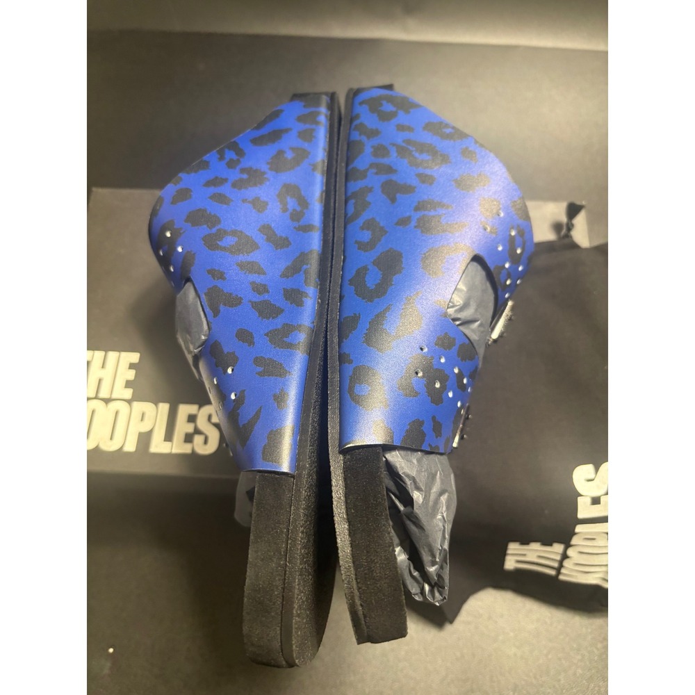 The Kooples NEW Leopard Print Slides Sandals Buckle Accents Blue Black FR 45/U11 - Picture 3 of 9